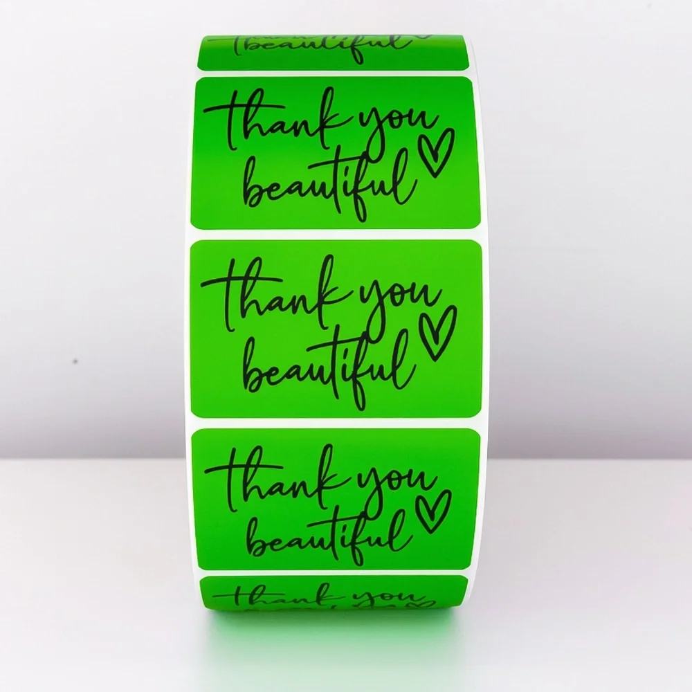Thank You Beautiful Stickers | Pink Heart Labels for Small Business Packaging